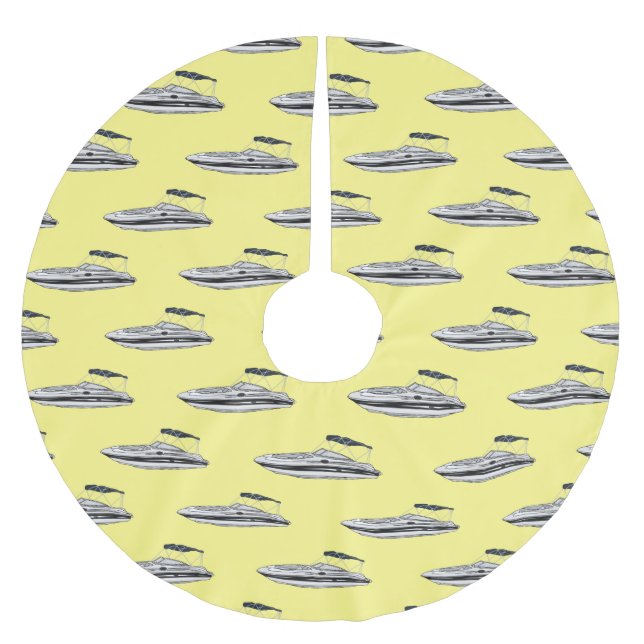 Cartoon von Motorbooten Polyester Weihnachtsbaumdecke (Vorderseite)