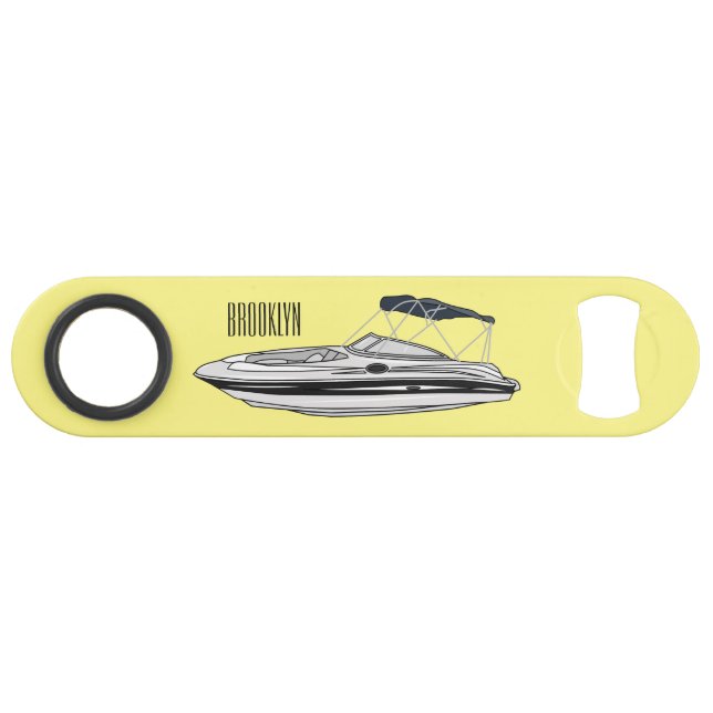 Cartoon von Motorbooten Speed Flaschenöffner (Vorderseite (Horizontal))