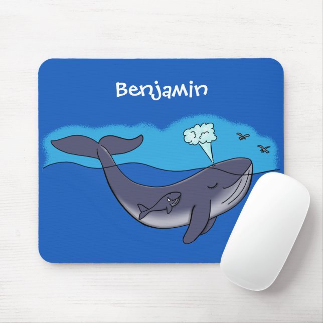 Cartoon von niedlichen Walen und Kälbern Mousepad (Mit Mouse)
