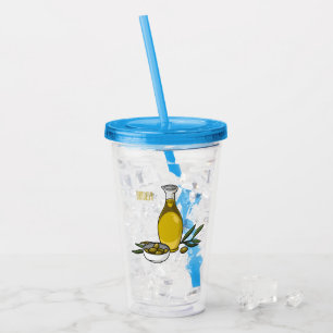 Cartoon von Olivenöl Acryltrinkbecher