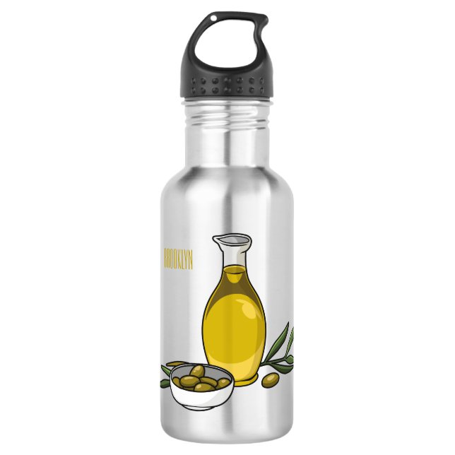 Cartoon von Olivenöl Edelstahlflasche (Vorderseite)