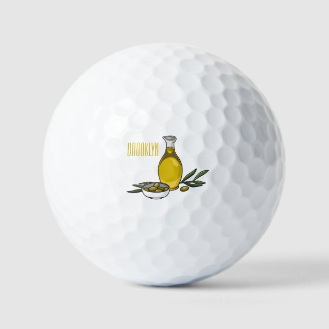 Cartoon von Olivenöl Golfball (Vorderseite)
