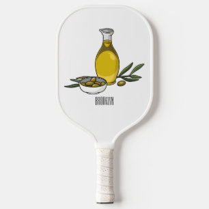 Cartoon von Olivenöl Pickleball Schläger