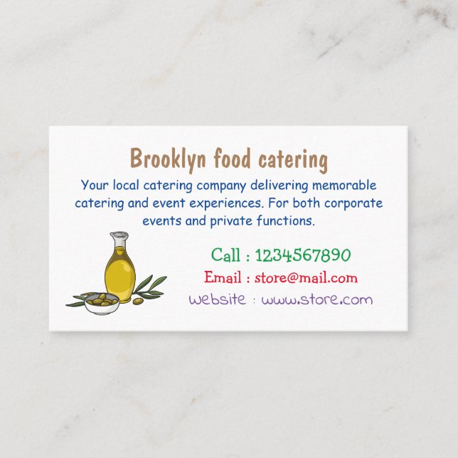 Cartoon von Olivenöl Visitenkarte (Vorderseite)