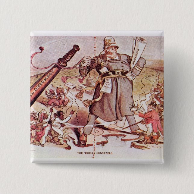 Cartoon von Präsidenten Roosevelt Button (Vorderseite)