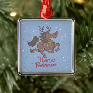 Cartoon von Rentieren Ornament Aus Metall