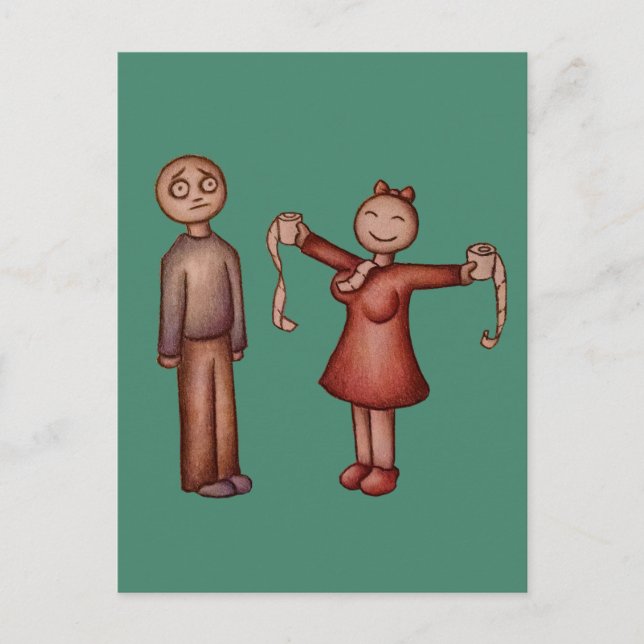 Cartoon von Shirt mit Toilettenpapier Postkarte (Vorderseite)