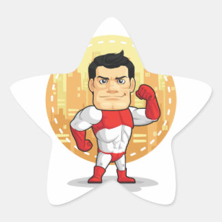 Cartoon von Superhero Stern-Aufkleber