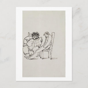 Cartoon von William Morris (1834-1996), der Gedich Postkarte