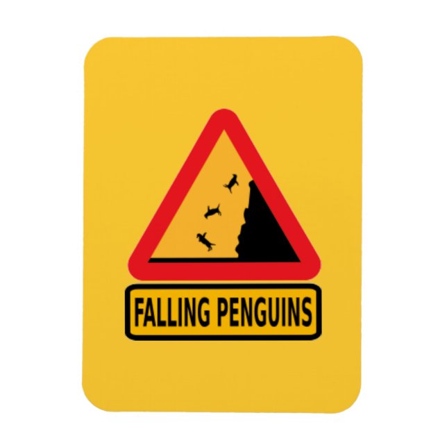 Cartoon, Vorsicht, fallender Pinguin, Pinguin, si Magnet (Vertikal)