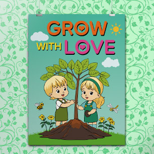 Cartoon wächst positiv inspirierendes Kinderzimmer Poster