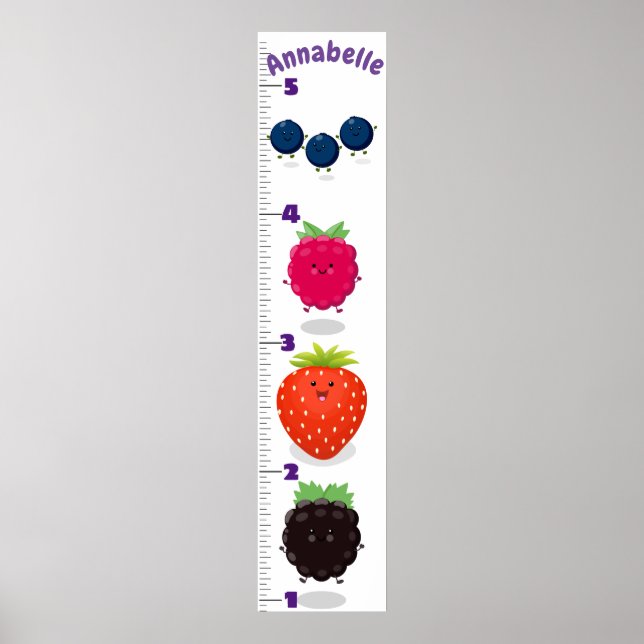 Cartoon-Wachstumstabelle für niedliches Obst Poster (Vorne)