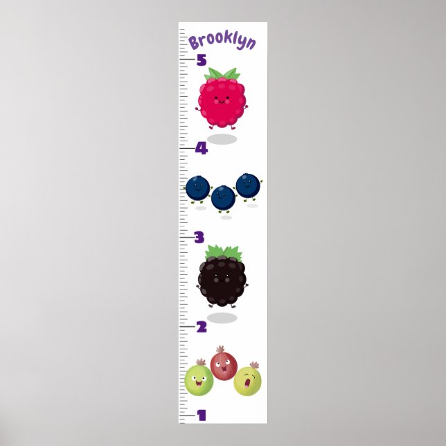 Cartoon-Wachstumstabelle für niedliches Obst Poster (Vorne)