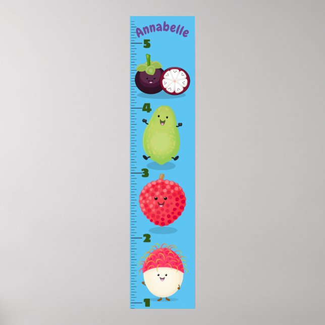 Cartoon-Wachstumstabelle für niedliches Obst Poster (Vorne)