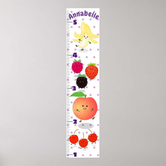 Cartoon-Wachstumstabelle für niedliches Obst Poster (Vorne)