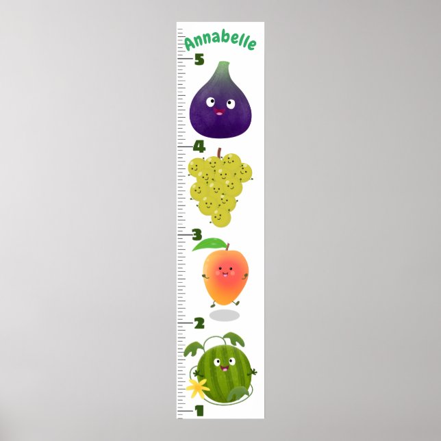 Cartoon-Wachstumstabelle für niedliches Obst Poster (Vorne)