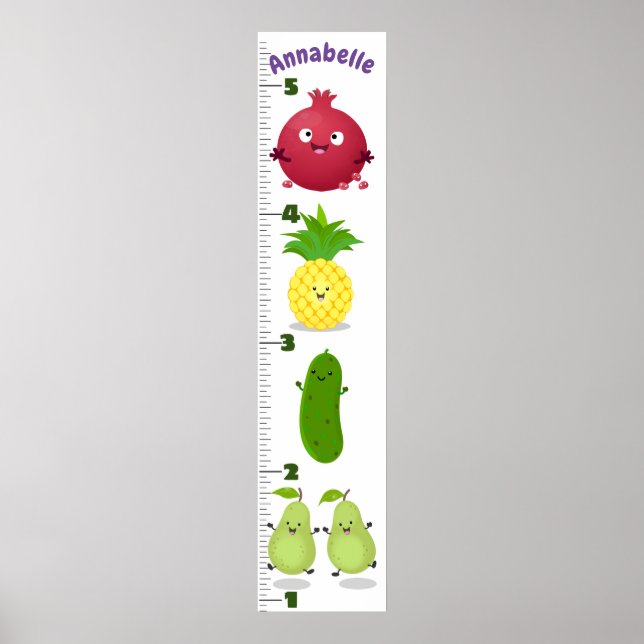 Cartoon-Wachstumstabelle für niedliches Obst Poster (Vorne)