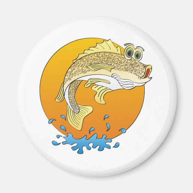 Cartoon Walleye Magnet (Vorne)