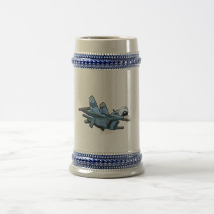 Cartoon Warbird Flugzeug Bierglas