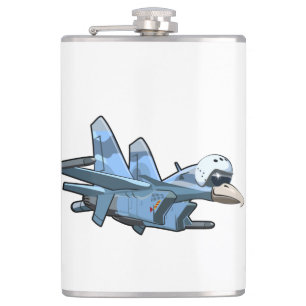 Cartoon Warbird Flugzeug Flachmann