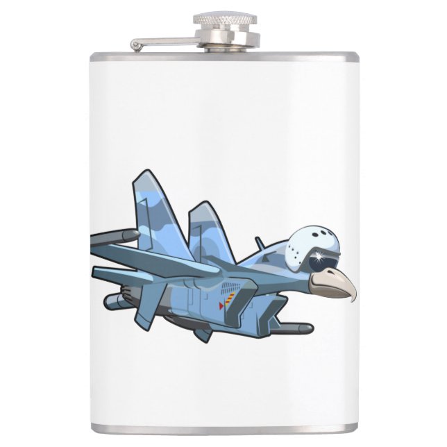 Cartoon Warbird Flugzeug Flachmann (Vorderseite)