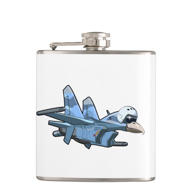 Cartoon Warbird Flugzeug Flachmann (Vorderseite)