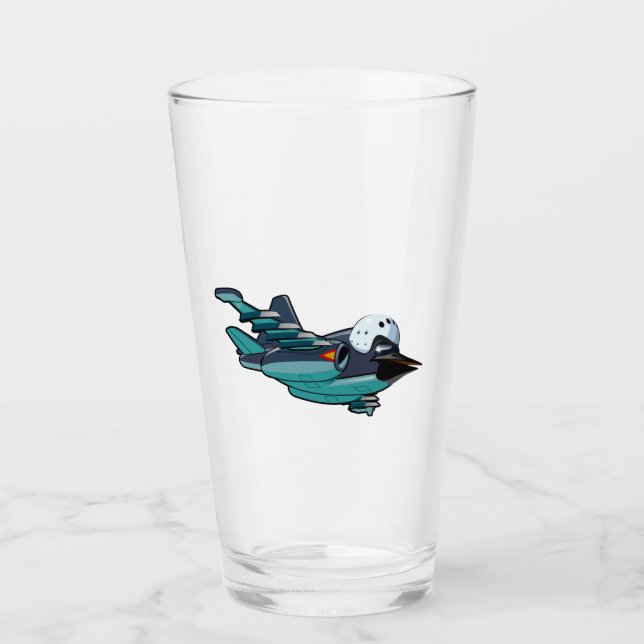 Cartoon Warbird Flugzeug Glas (Vorderseite)
