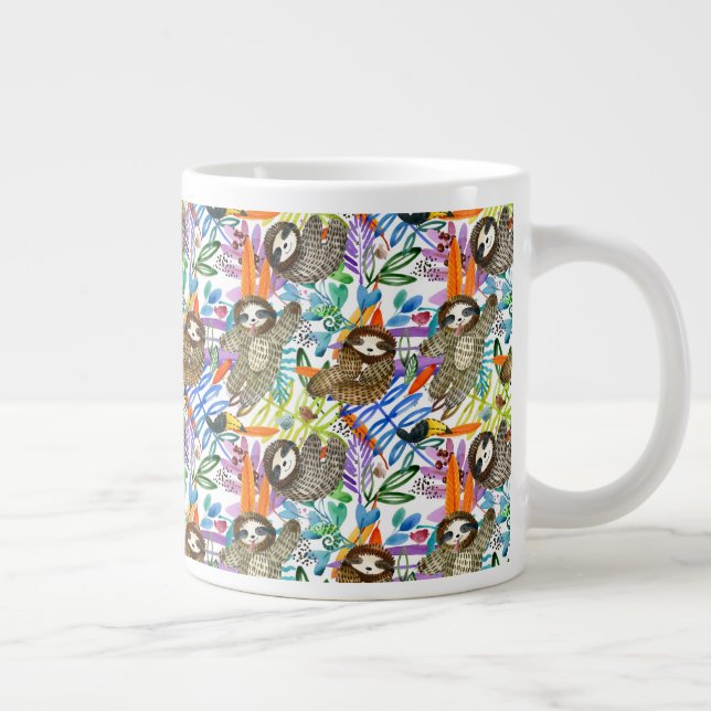 Cartoon Wasserfarben-Muster Jumbo-Tasse (Rechts)