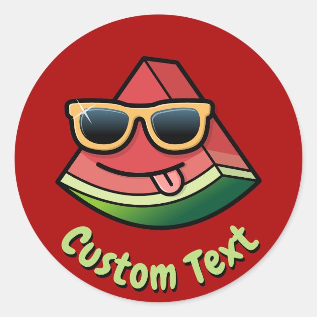 Cartoon Watermelon Runder Aufkleber (Vorderseite)