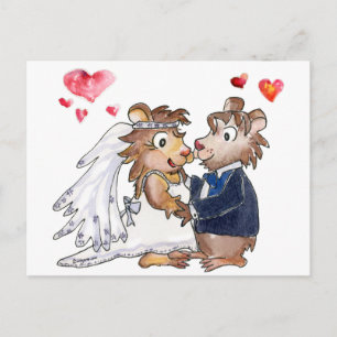 Cartoon Wedding Couple Postkarte