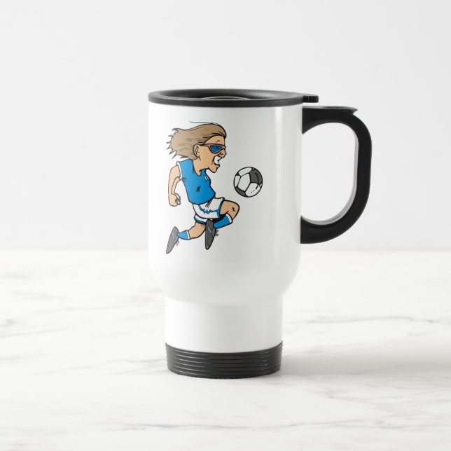 Cartoon-weibliche Fußball-Stern-T - Shirts und Reisebecher (Rechts)