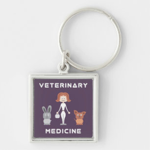 Cartoon-weibliche Veterinärmedizin Schlüsselanhänger