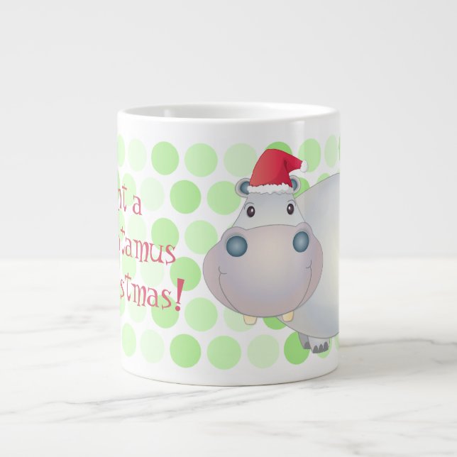 Cartoon Weihnachten Hippopotamus Jumbo Tasse (Vorderseite)