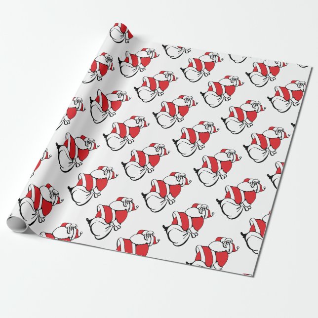 Cartoon Weihnachten Jolly Weihnachtsmann, Sack von Geschenkpapier (Ungerollt)
