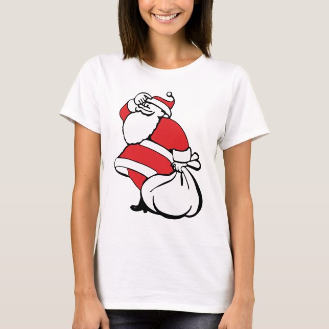 Cartoon Weihnachten Jolly Weihnachtsmann, Sack von T-Shirt (Vorderseite)