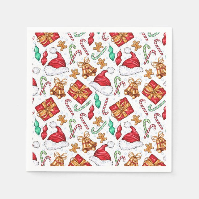 Cartoon Weihnachts-Muster Napkins Serviette (Vorderseite)
