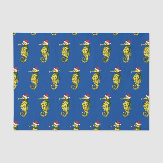 Cartoon Weihnachts-Seepferd Tissue Paper Seidenpapier (Vorderseite)