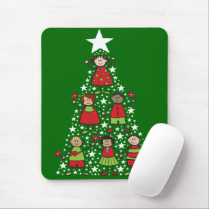 Cartoon Weihnachtsbaum Kinderstar Glitzern Urlaub Mousepad