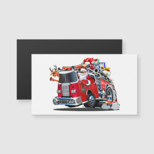 Cartoon Weihnachtsfeuerwagen Magnetkarte