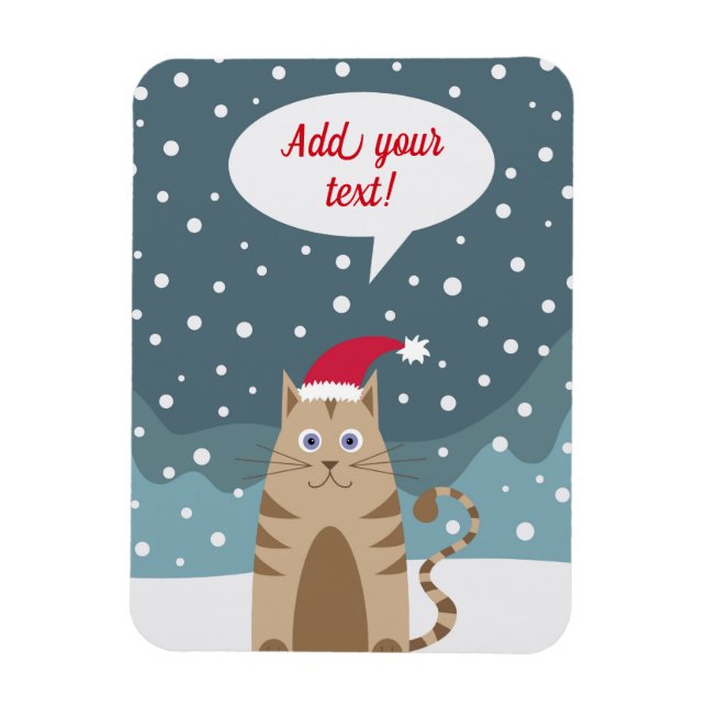 Cartoon-Weihnachtskittenrede hinzufügen Magnet (Vertikal)