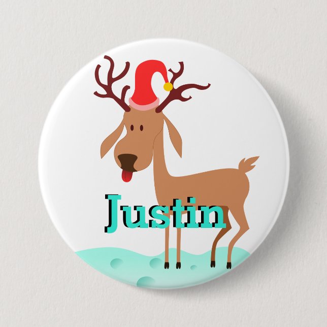 Cartoon Weihnachtsmann-Strumpf-Kennnummer Button (Vorderseite)