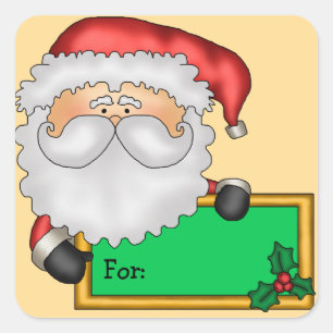 Cartoon-Weihnachtsmann-Weihnachtsgeschenk-Umbau Quadratischer Aufkleber