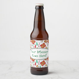 Cartoon Weihnachtsmuster Bierflaschenetikett