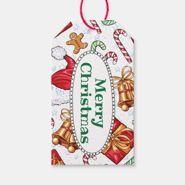 Cartoon Weihnachtsmuster Geschenkanhänger (Vorderseite)