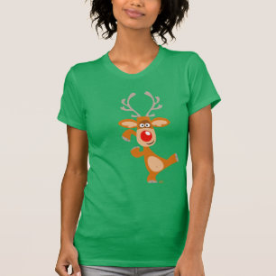 Cartoon-Weihnachtsren Frauen-T - Shirt