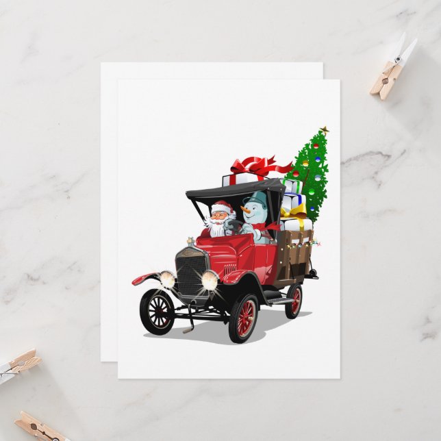 Cartoon Weihnachtswagen (Vorderseite/Rückseite Beispiel)