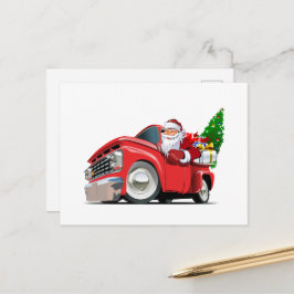 Cartoon Weihnachtswagen mit dem Weihnachtsmann Postkarte