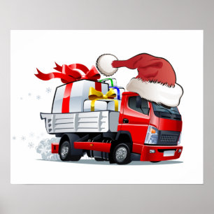 Cartoon Weihnachtswagen Poster