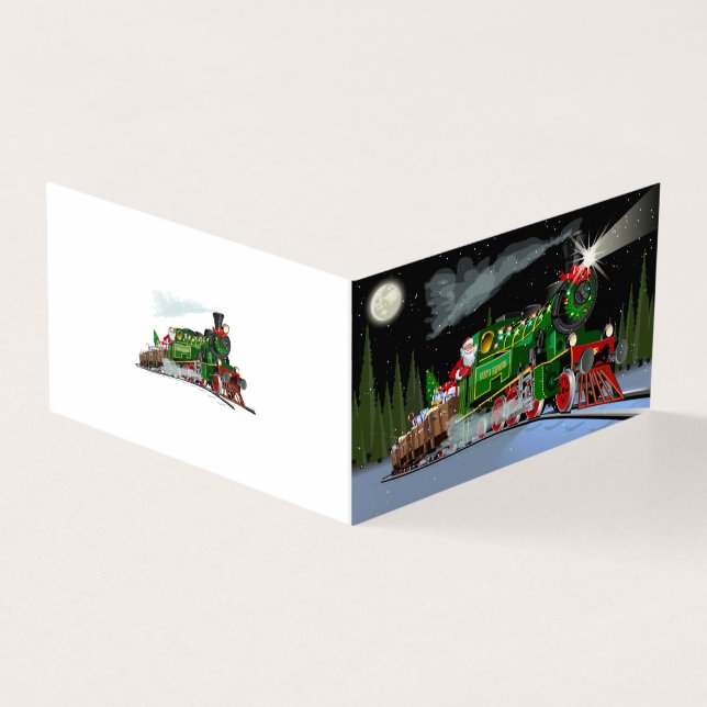 Cartoon Weihnachtszug Postkarte (Vorderseite)