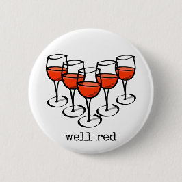 Cartoon Weingläser Brunnen Roter Weinkeller Spaß Button